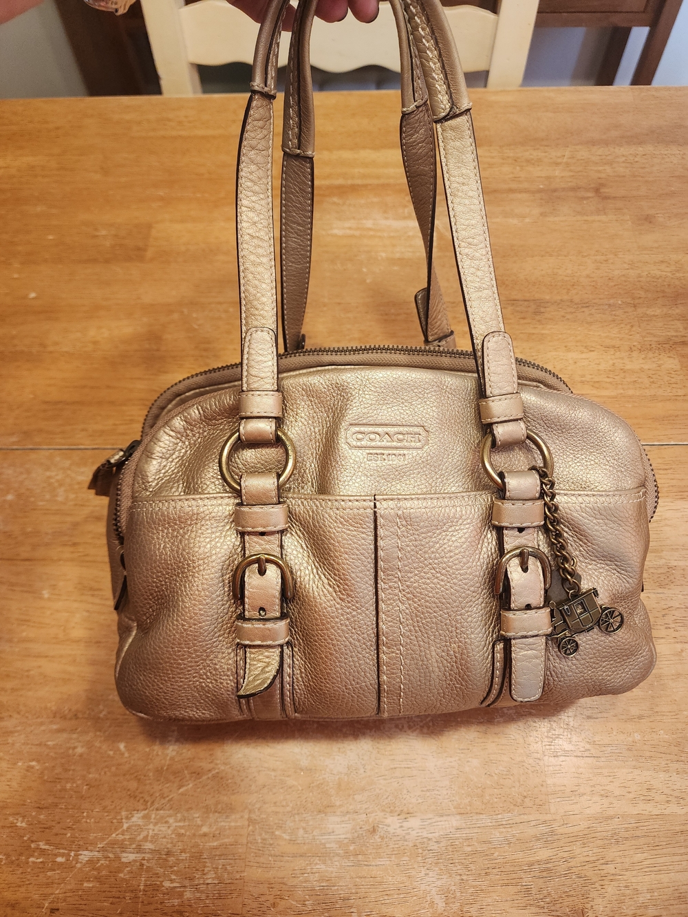 metallic champagne gold leather Coach Bonnie Satchel